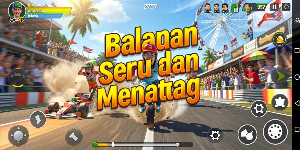Tampilan menarik dari gameplay balapan di 2757.