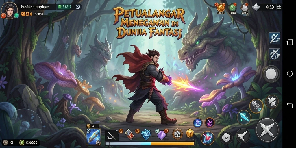 Tampilan memperlihatkan aksi seru di dunia petualangan 66D.