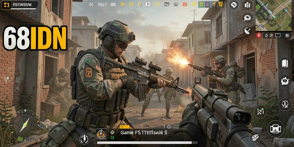 Tangkapan layar menampilkan aksi seru dalam game FPS 68IDN.