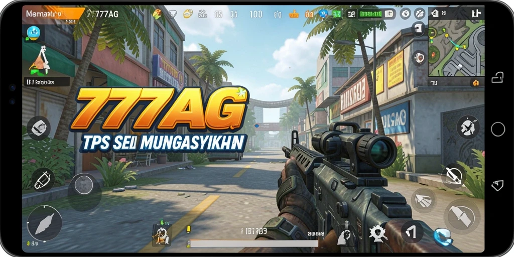 Screenshot utama menampilkan gameplay seru dari 777AG dengan aksi pertempuran di arena.
