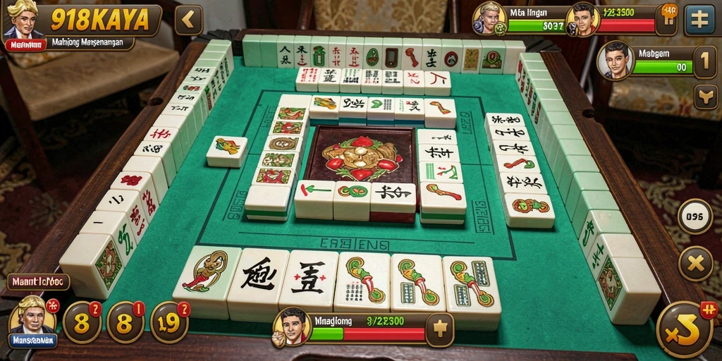 Tampilan gameplay Mahjong di 918KAYA yang menarik dan interaktif.