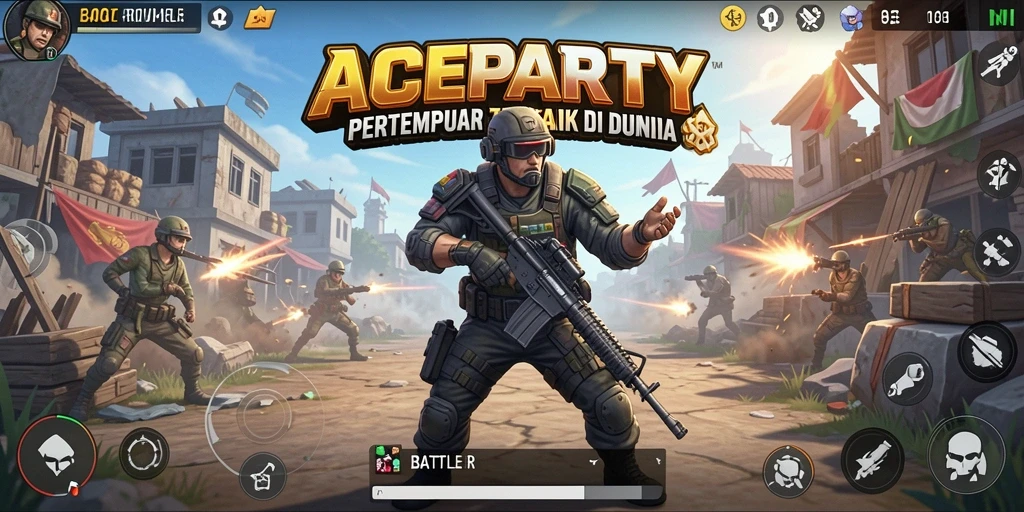 Gameplay seru ACEPARTY dalam pertempuran Battle Royale.