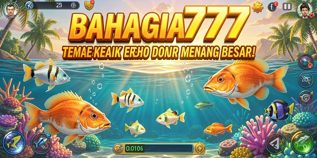 Tampilan seru dari gameplay Tembak Ikan BAHAGIA777.