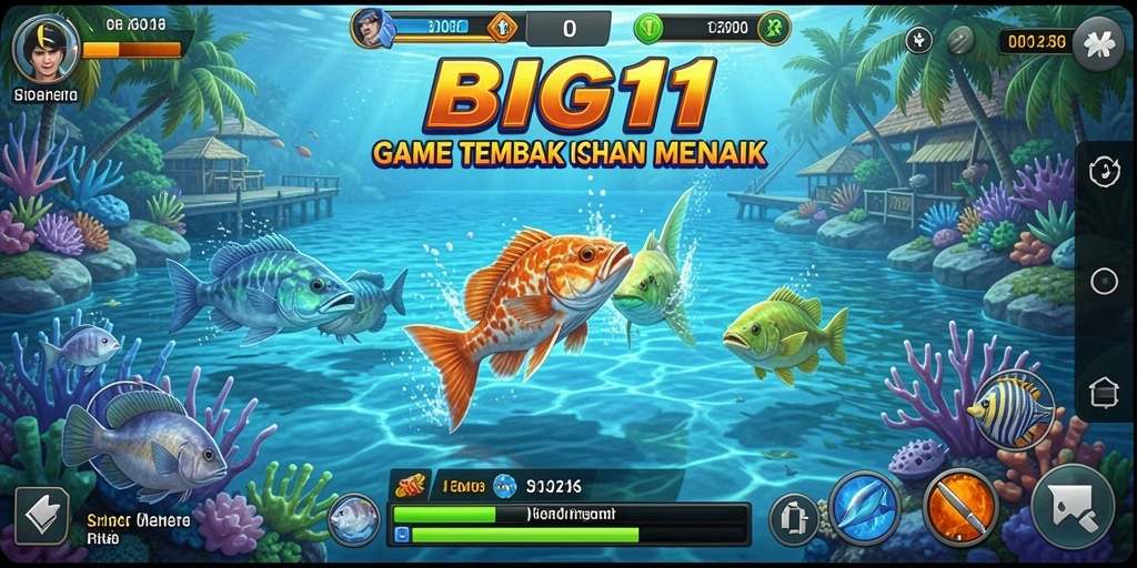 Tampilan screenshot utama BIG11 menampilkan keseruan gameplay Tembak Ikan.