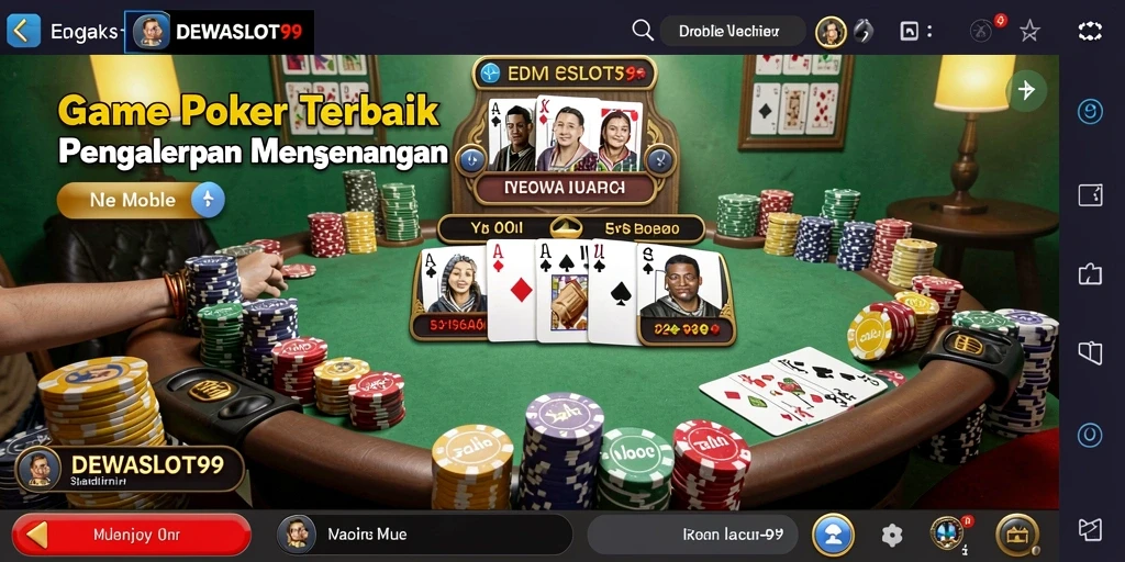 Screenshot gameplay DEWASLOT99 yang menampilkan keasyikan bermain poker.