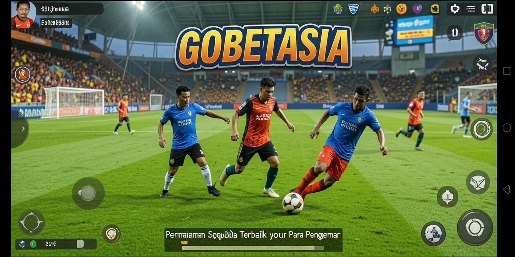 Tampilan menarik dari gameplay GOBETASIA yang menggambarkan pertandingan sepak bola.