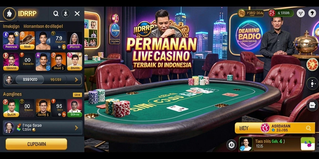 Screenshot gameplay IDRRP yang menampilkan dealer profesional dan suasana kasino yang nyata.