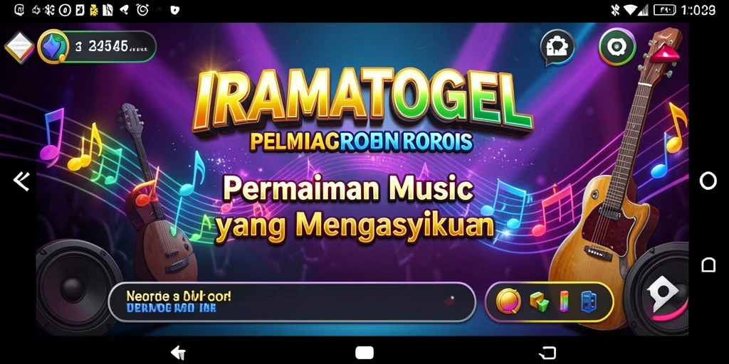 Screenshot IRAMATOGEL menampilkan gameplay musik yang seru.