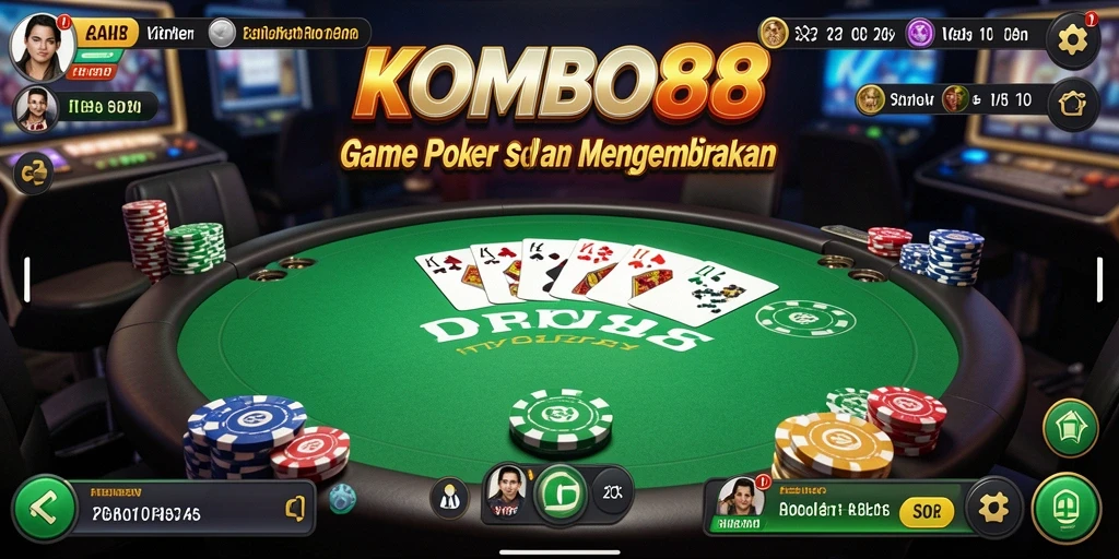 Screenshot gameplay KOMBO88 menampilkan aksi poker yang mendebarkan.