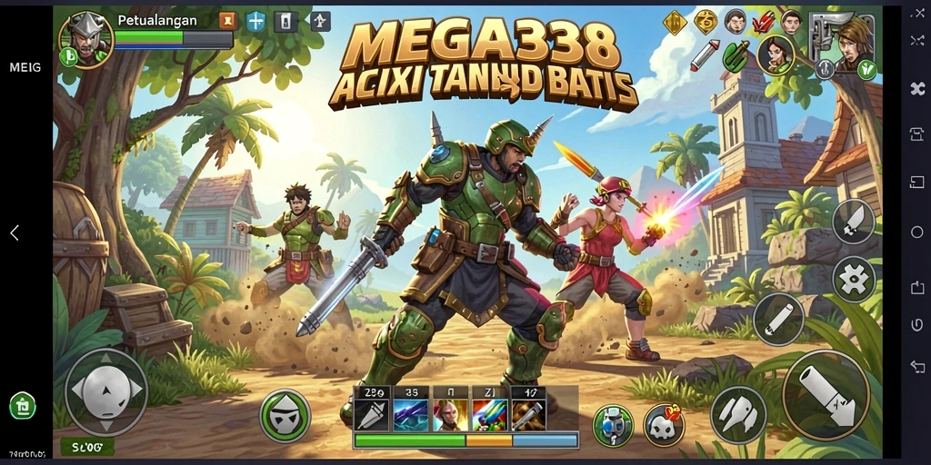 Screenshot gameplay MEGA338 dengan aksi bertarung yang mendebarkan.