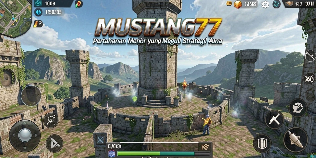 Tangkapan layar gameplay <strong>MUSTANG77</strong> menampilkan aksi Tower Defense yang mendebarkan.