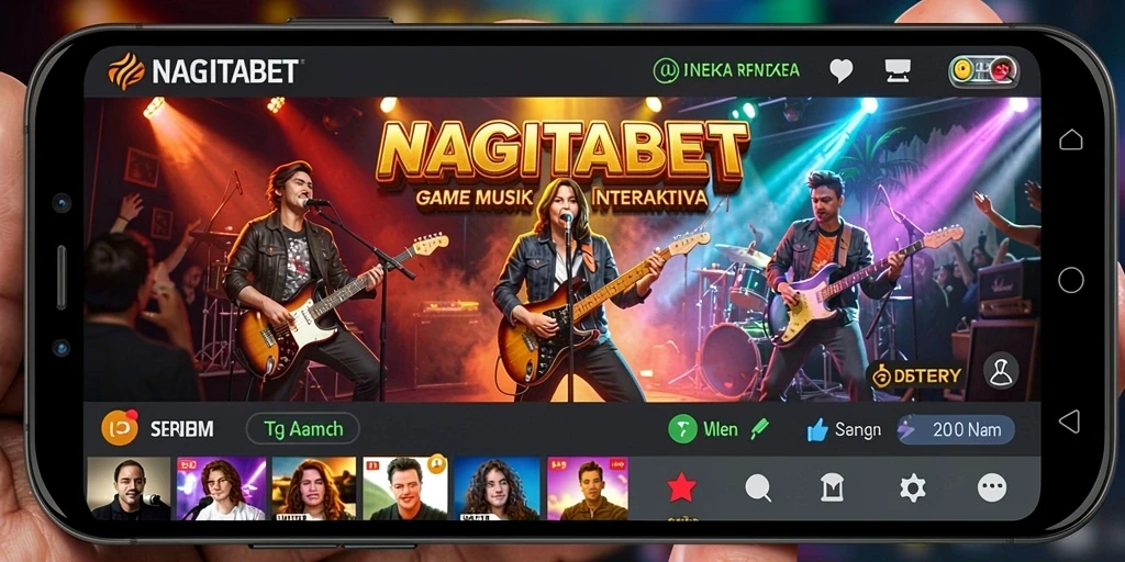 Tampilan seru dari gameplay NAGITABET yang penuh musik.