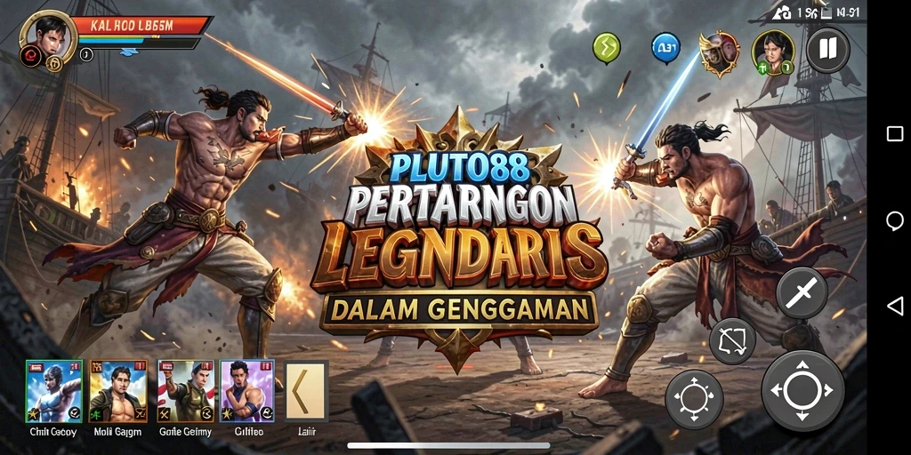 Tangkapan layar gameplay PLUTO88 menunjukkan aksi pertempuran seru.