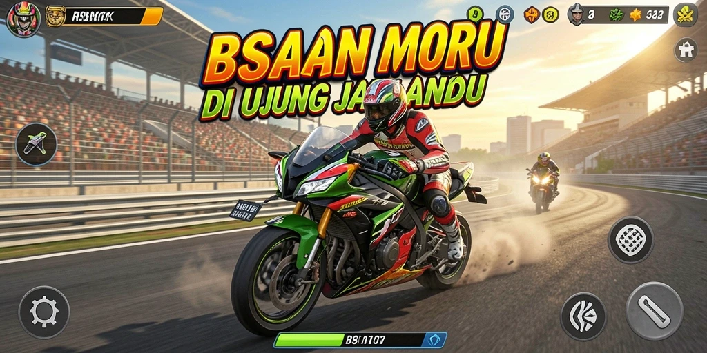 Gameplay mendebarkan dengan balapan motor yang cepat.