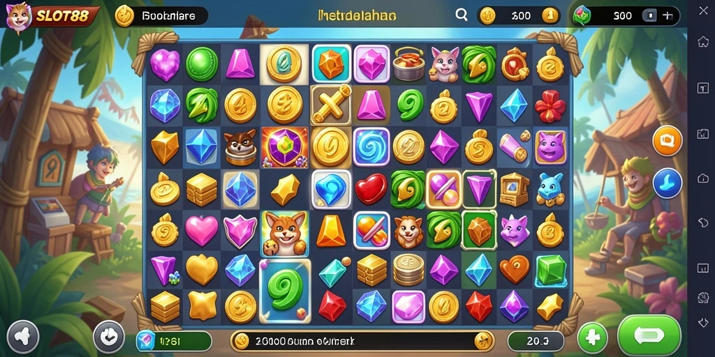 Screenshot utama menampilkan gameplay seru dan penuh warna di SLOT88.